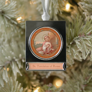 Adorno Con Rótulo Plateado Rondel de San Tarcisio de Roma (BF 004)
