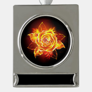 Adorno Con Rótulo Plateado Rosa de incendios en auge