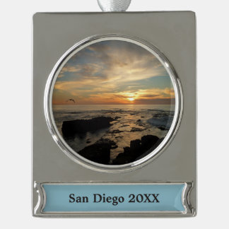 Adorno Con Rótulo Plateado San Diego Sunset I California Seascape