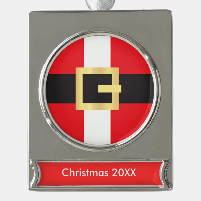 Adorno Con Rótulo Plateado Santa Suit (Anverso)