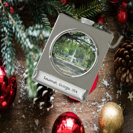 Adorno Con Rótulo Plateado Savannah, Georgia Fountain Ornament