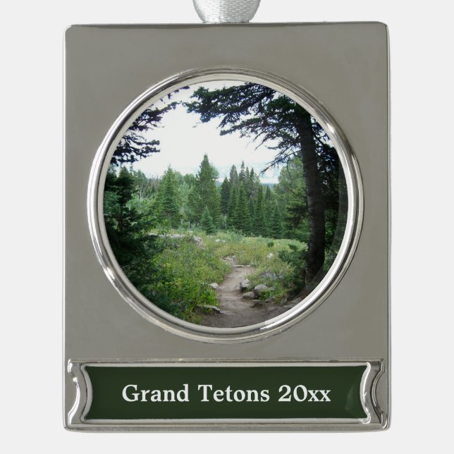 Adorno Con Rótulo Plateado Sendero Grand Teton (Anverso)
