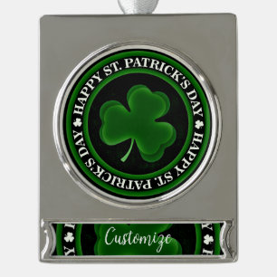 Adorno Con Rótulo Plateado Shamrock verde/negro St Patrick's Day Thunder_Cove