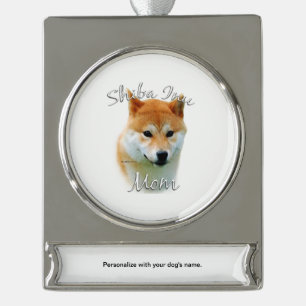 Adorno Con Rótulo Plateado Shiba Inu Mom 2