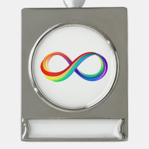 Adorno Con Rótulo Plateado Símbolo infinito arcoiris en capas