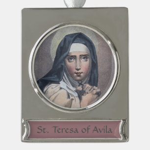 Adorno Con Rótulo Plateado Sta. Teresa de Ávila (M 008)