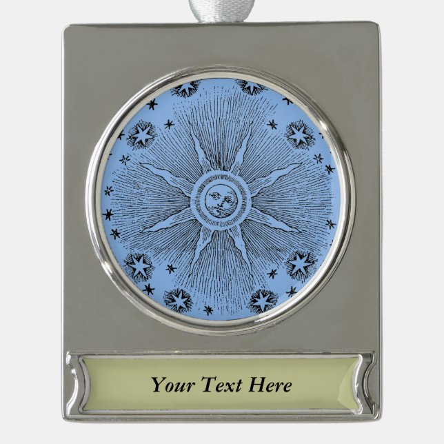 Adorno Con Rótulo Plateado Sun Stars Noche de la antigüedad Cielo Medieval Zo (Anverso)