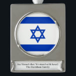 Adorno Con Rótulo Plateado Texto del personalizado personalizado de la bander<br><div class="desc">Bandera israelí texto personalizado personalizado Plata Plantación Ornamento de banner,  Bandera israelí.</div>
