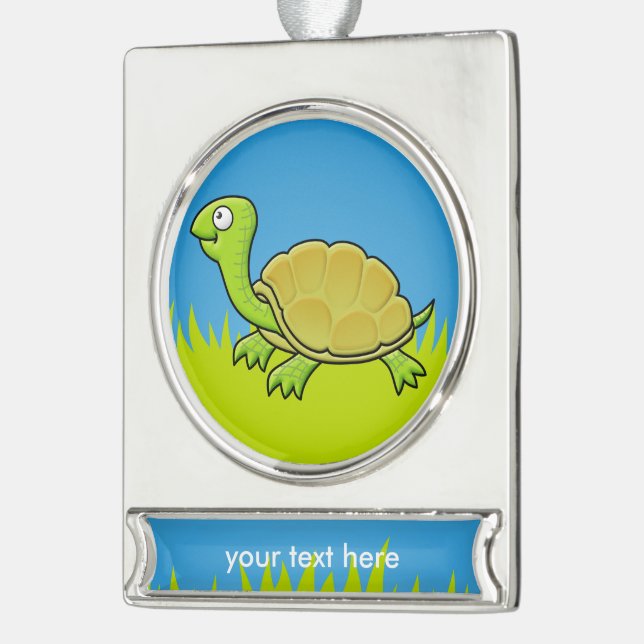 Adorno Con Rótulo Plateado Tortuga personalizado (Izquierda)