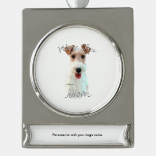 Adorno Con Rótulo Plateado Wire Fox Terrier Mom 2