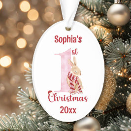 Adorno Conejito rosa número uno primera Navidad
