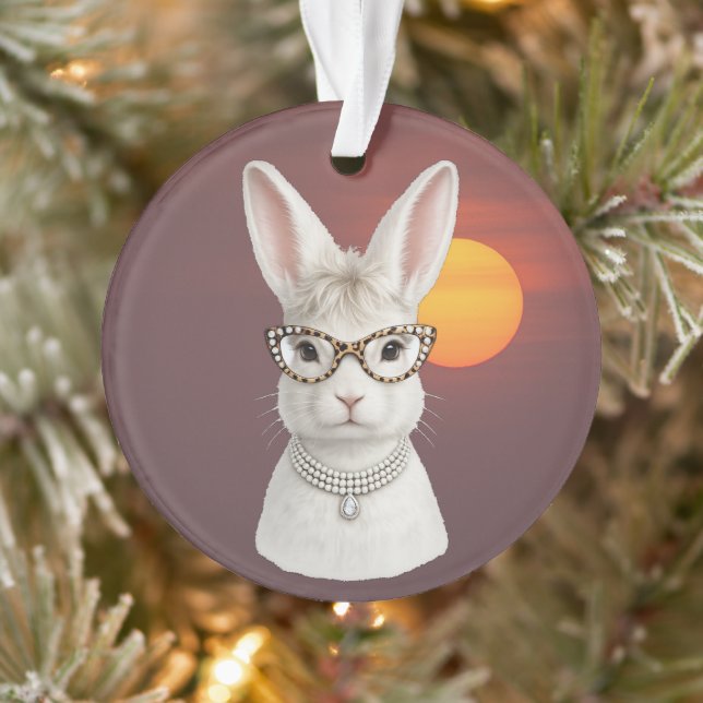 Adorno Conejo de Moda Divertido con Gafas de Leopardo (Árbol)
