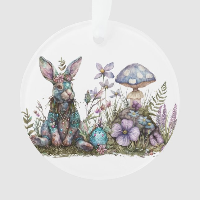 Adorno Conejo místico con hongos (Anverso)