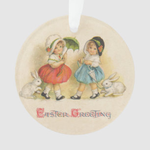 Adorno Conejos de Pascua vintage niños sombreros Antiguo