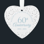 Adorno Confeti de corazones del 60 aniversario<br><div class="desc">Diseñado para coordinar con nuestra colección de confeti de corazones del 60 aniversario. Con delicado confeti de corazones. Personalice con la información de su aniversario de diamante de sesenta años en tipografía elegante. Diseñado por Thisisnotme©</div>