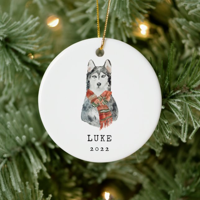 Adorno conmemorativo del perro Husky Siberiano (Árbol)