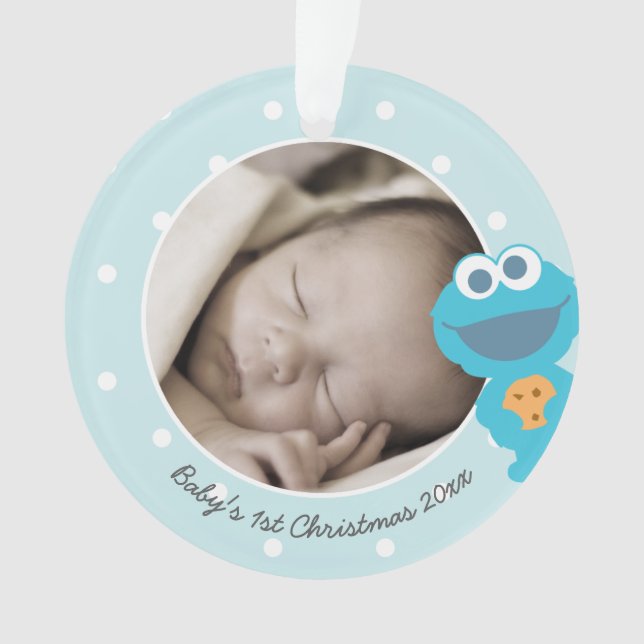 Adorno Cookie Monster | Primera Navidad - Añadir tu nombr (Anverso)