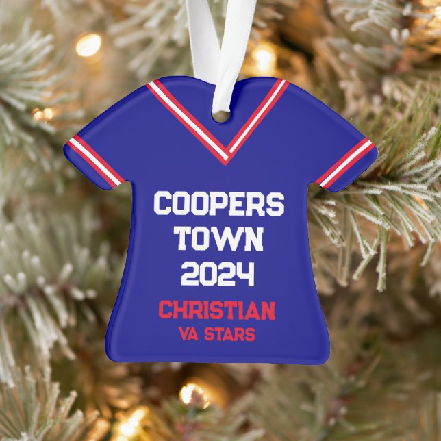 Adorno Cooperstown Personalizado Blue Jersey Year Name Te (Árbol)