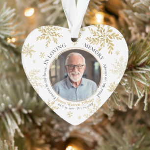 Adorno Copo de nieve dorado Navidad conmemorativa en memo