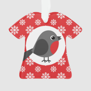 Adorno Copos de nieve del petirrojo de Navidad Rojo