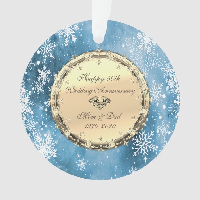 Adorno Copos de nieve Diamantes 50° aniversario Boda (Anverso)