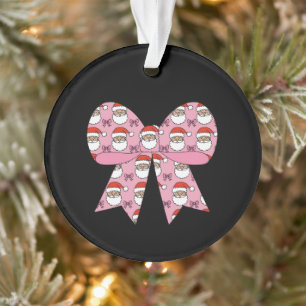 Adorno Coquette Navidad Lazo Rosa Santa Antiguo Retro 