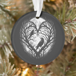 Adorno Corazón Árbol Cuervo Cuervo