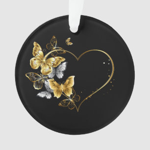 Adorno Corazón con mariposas doradas