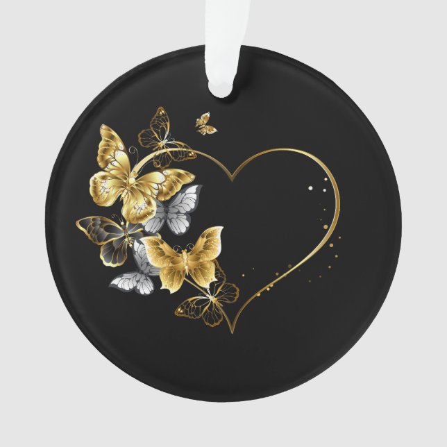 Adorno Corazón con mariposas doradas (Anverso)