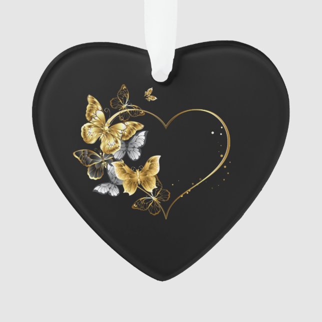 Adorno Corazón con mariposas doradas (Anverso)