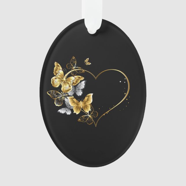 Adorno Corazón con mariposas doradas (Anverso)