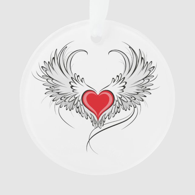 Adorno Corazón de Ángel Rojo con alas (Anverso)