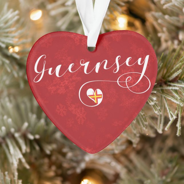 Adorno Corazón de bandera de Guernsey, Islas del Canal (Árbol)