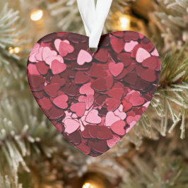 Adorno Corazón de Confeti Patrón de San Valentín en Rojo