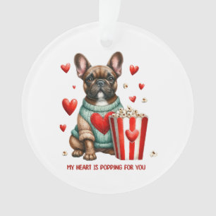 Adorno Corazón de French Bulldog francés lindo día de San