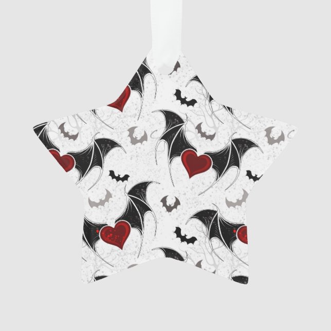 Adorno Corazón de Halloween con alas de murciélago negro (Anverso)