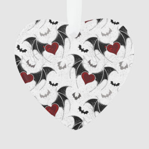 Adorno Corazón de Halloween con alas de murciélago negro