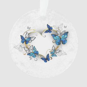 Adorno Corazón de joyas con mariposas Morfo