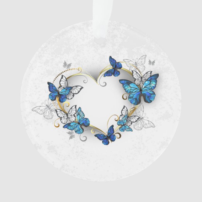 Adorno Corazón de joyas con mariposas Morfo (Anverso)