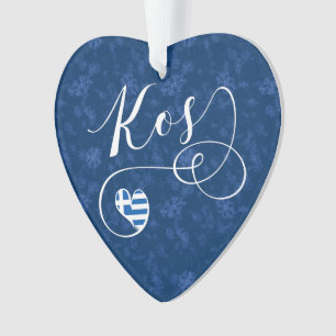 Adorno Corazón De Kos En Bandera, Grecia, Amo A Kos