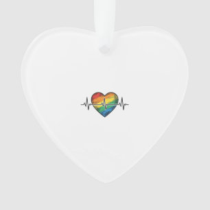 Adorno Corazón de latido de arcoíris diseño de grabado vi