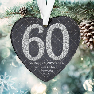 Adorno Corazón de Navidad Aniversario de Bodas de Diamant