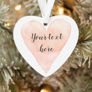 Adorno Corazón de Navidad dibujado con acuarela rosa cora