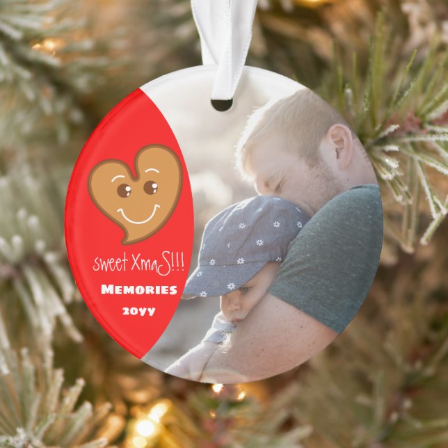 Adorno Corazón de pan de jengibre dulce de Navidad Editab (Árbol)
