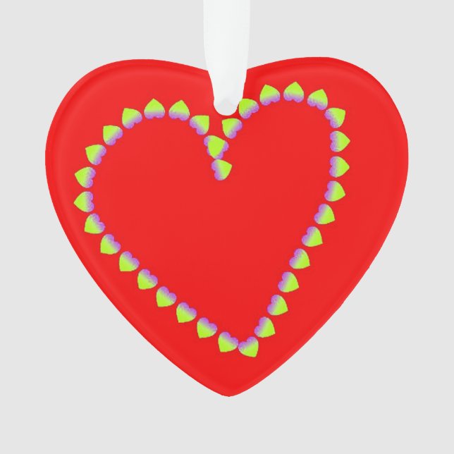 Adorno Corazón formó corazones sobre rojo (Anverso)
