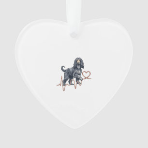 Adorno Corazón Línea Latido Perro Lebrel Afgano