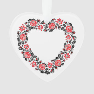 Adorno Corazón original de flores rojas costillas