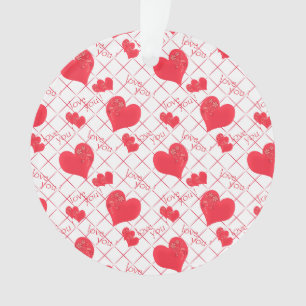 Adorno Corazón rojo, texto, "te amo", rojo y blanco.
