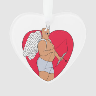 Adorno Corazón romántico con un cupido inusual