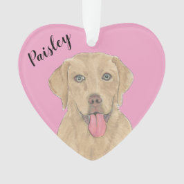Adorno Corazón rosado personalizado Dudley Labrador